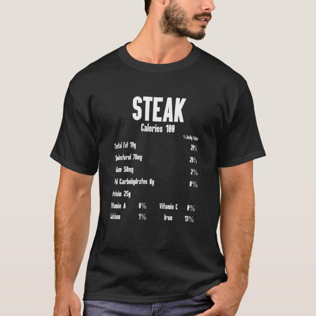 T-shirt Steak Calories Raw Steak Viande Nourriture Boeuf V (Devant)
