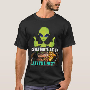 T-shirt Steak Cattle Mutilation à son meilleur OVNI Joke V