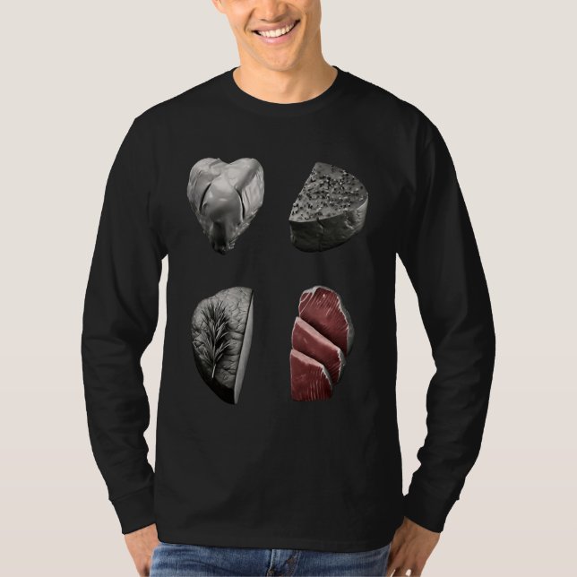 T-shirt Steak  Grilling Father Grayscale Griller Steak (Devant)