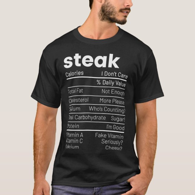 T-shirt Steak Nutrition Facts Aspirateur de viande Nutriti (Devant)