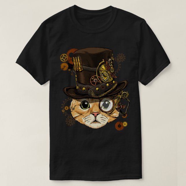 T-shirt Steampunk Chat Steampunk Kitten Amateurs Pour Femm (Design devant)