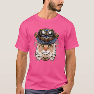 T-shirt Steampunk Chat Steampunk Kitten Chat Jaune Cosplay