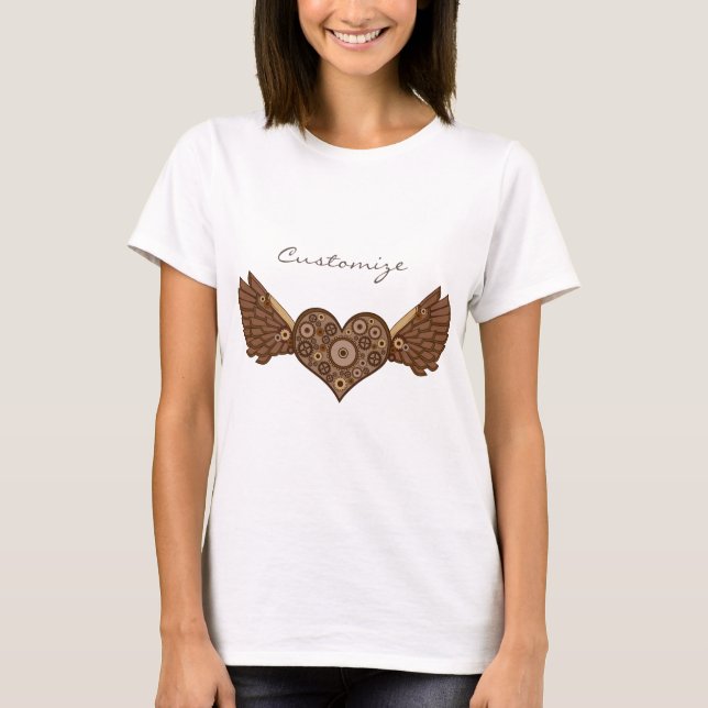 T-shirt Steampunk Coeur ailé avec engrenages Thunder_Cove (Devant)