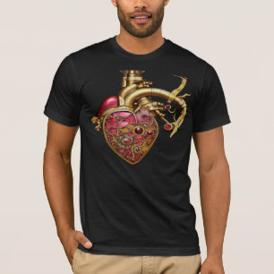 T-shirt Steampunk Coeur Anatomique rubis et engrenages