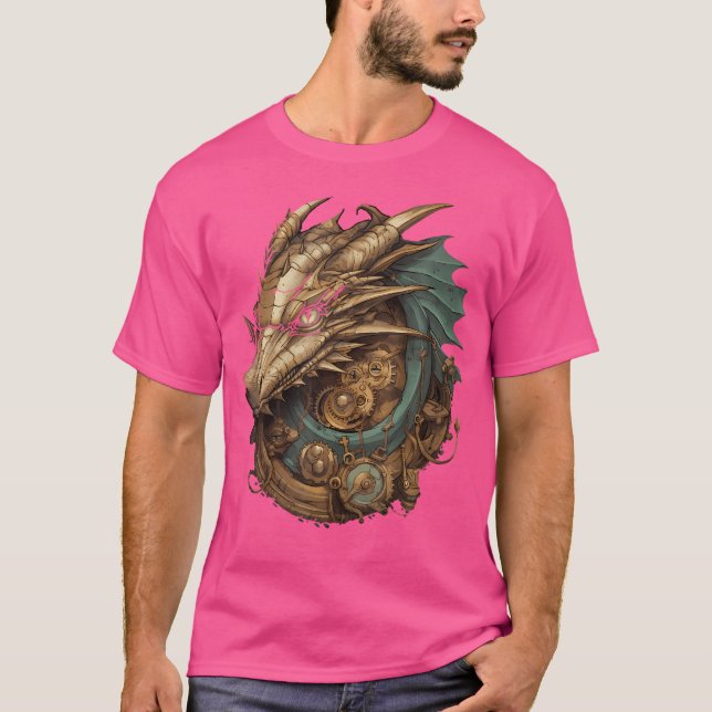 T-shirt Steampunk Dragon Art Gears Graphisme Design Artwor (Devant)