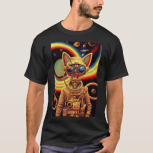 T-shirt Steampunk futuriste robot scifi cat vintage rétro