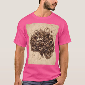 T-shirt Steampunk Mécanique Cerveau Art Design