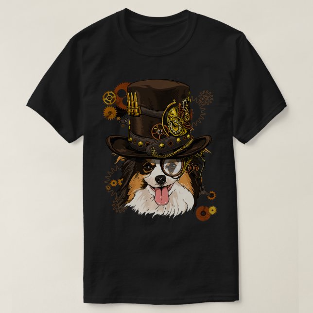 T-shirt Steampunk Papillon Chien Steampunk Amateurs de cad (Design devant)