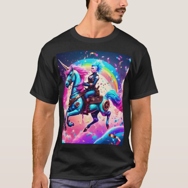 T-shirt Steampunk unicorn (Devant)