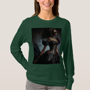 T-shirt Steampunk Vintage Victorian Lady Black Raven