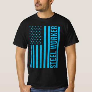 T-shirt Steel Worker Blue Flag Patriotic