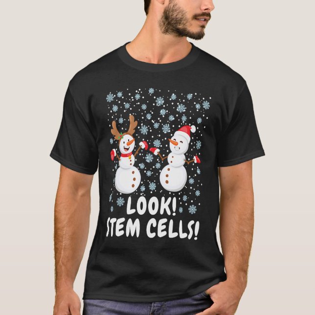 T-shirt Stem Cell Snowman Christmas Science (Devant)