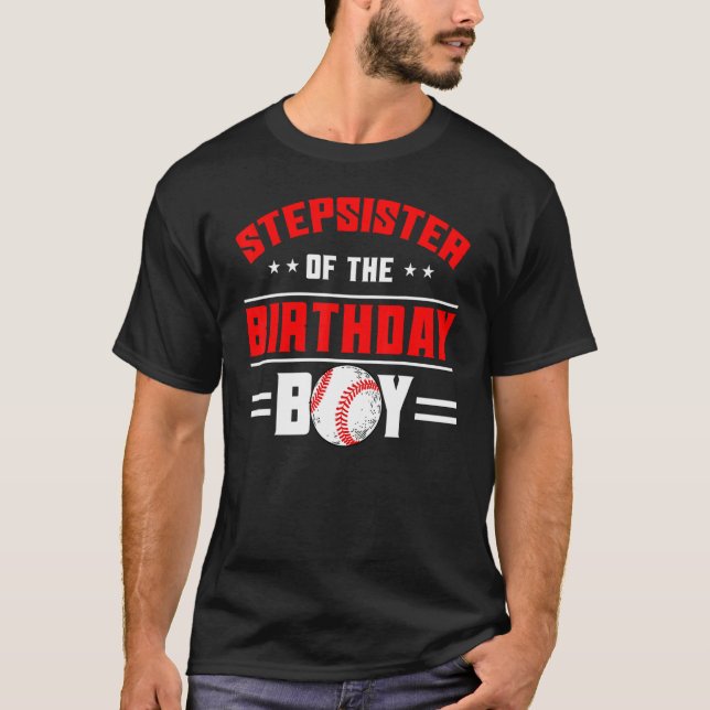 T-shirt Stepsoeur De L'Anniversaire Boy Baseball Thème Fam (Devant)