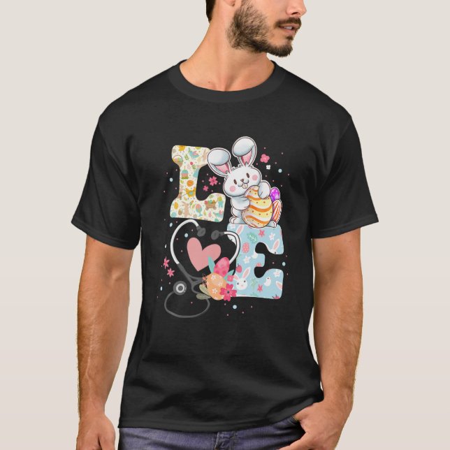 T-shirt Stethoscope Aimer Pâques Infirmière Vie Oeuf Lapin (Devant)