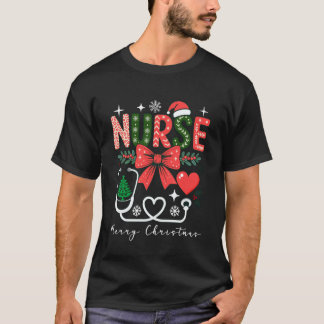 T-shirt Stethoscope Chapeau de Père Noël Xmas Noël Infirmi
