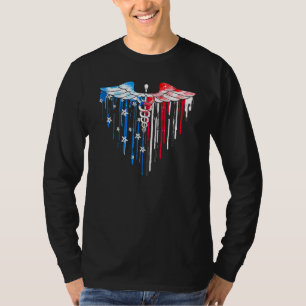 T-shirt Stéthoscope d'infirmière du 4 juillet Drapeau amér