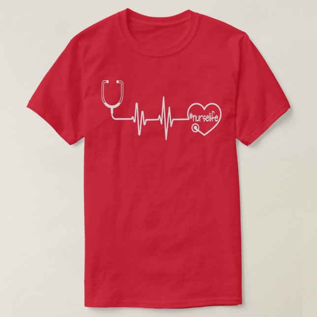 T-shirt Stethoscope EKG Heartbeat Nurse Life  (Design devant)