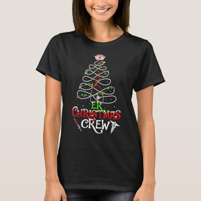 T-shirt Stethoscope Infirmière Er Noël Équipage Lumières N (Devant)