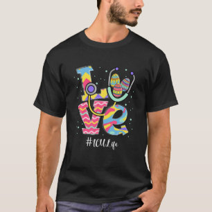 T-shirt Stethoscope Love ICU Life Nurse Funny Oeufs de Pâ