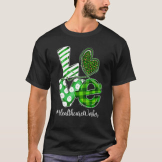T-shirt Stethoscope Love Travailleur de santé Plaid St Pat
