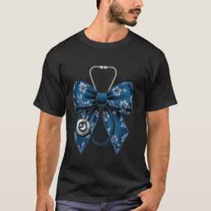 T-shirt Stéthoscope Médical Fleur Bleu Coquette Infirmière
