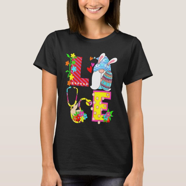 T-shirt Stethoscope Scrub Life Nurse Bunny Easter Day (Devant)