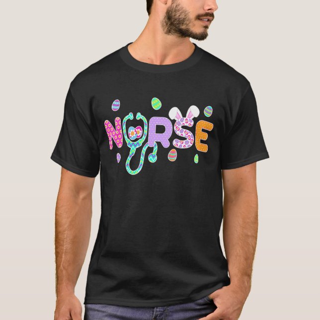 T-shirt Stethoscope Scrub Nurse Life Pâques Jour Mignonne  (Devant)