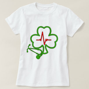 T-SHIRT STÉTHOSCOPE SHAMROCK À BÊTE DE COEUR