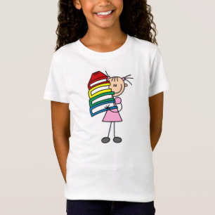 T-Shirt Stick Girl with Books