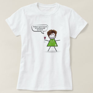 T-shirt Stick Girl With Wine and Fun Quote