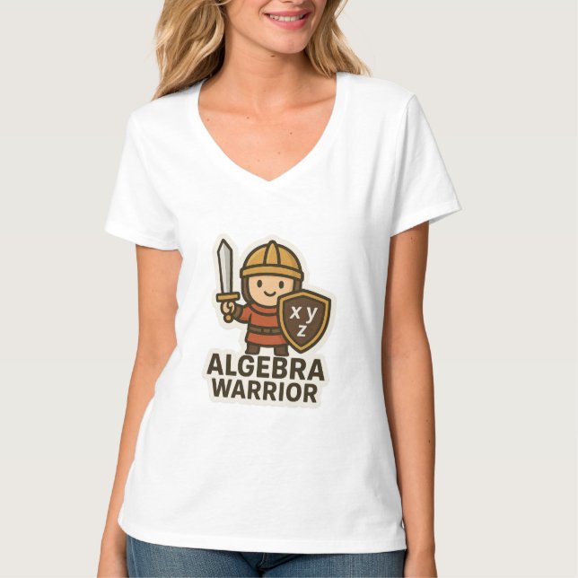 T-shirt Sticker Algebra Warrier - Mignonne Héros Math (Devant)