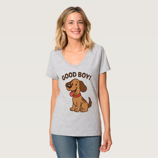 T-shirt 🐶 Sticker Chien | Coupe de dessin mignonne avec d (Devant entier)