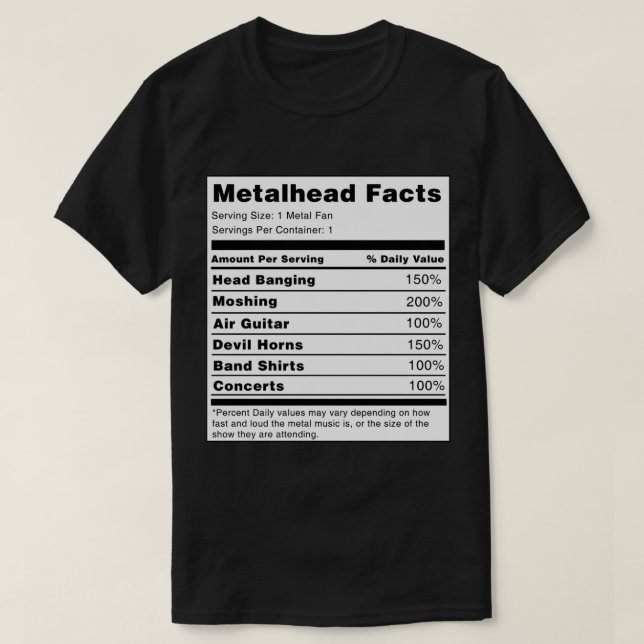 T-shirt Sticker de la valeur nutritive des têtes métalliqu (Design devant)