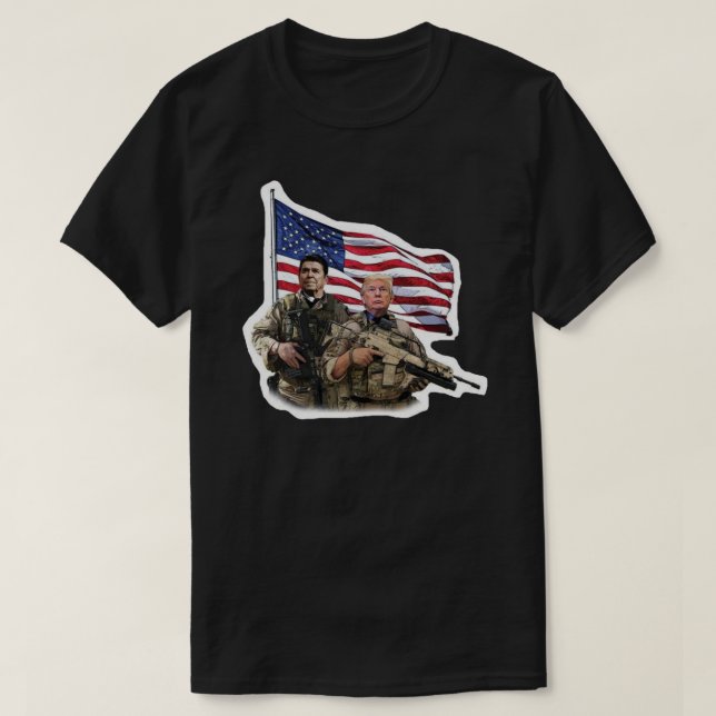 T-shirt Sticker de Trump et Reagan Military 2020 (Design devant)