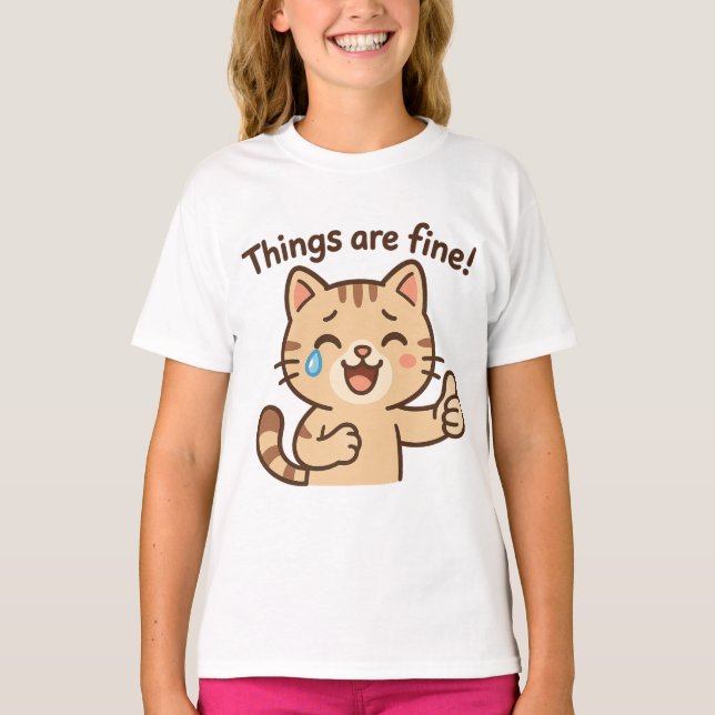 T-shirt Sticker en Pleurant - "Tout va bien !" Panier amus (Devant)
