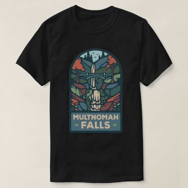 T-shirt Sticker MULTNOMAH FALLS OREGON (Design devant)