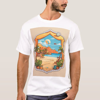 T-shirt Sticker Plage Minimaliste