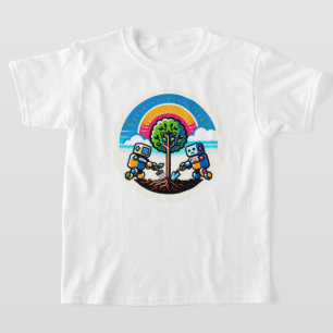 T-shirt Sticker Planteur d'arbre IA Conception robotique é