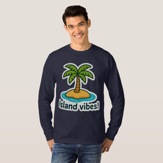 T-shirt Sticker pour palmier à vibes de l'île tropicale (Devant entier)