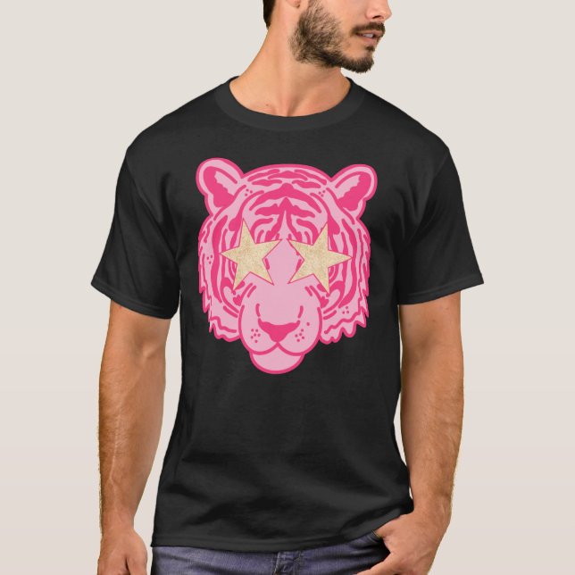 T-shirt Sticker Visage Tiger Rose Star (Devant)