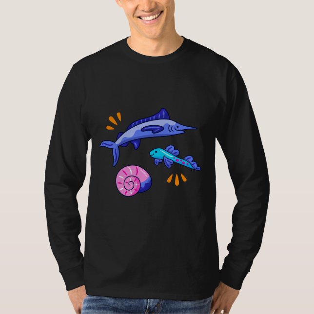T-shirt Stickers de poisson de combat mignons Stickers hol (Devant)