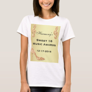 T-shirt Stiletto doré glamour & note de musique