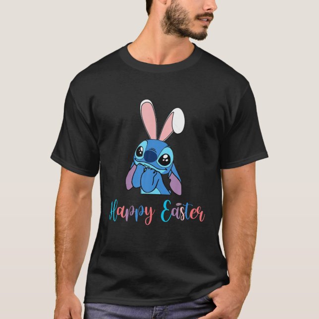 T-shirt Stitch Avec Lapin De Pâques Joyeux Pâques (Devant)