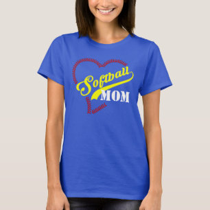 T-shirt Stitch Heart Softball Maman Turquoise personnalisé