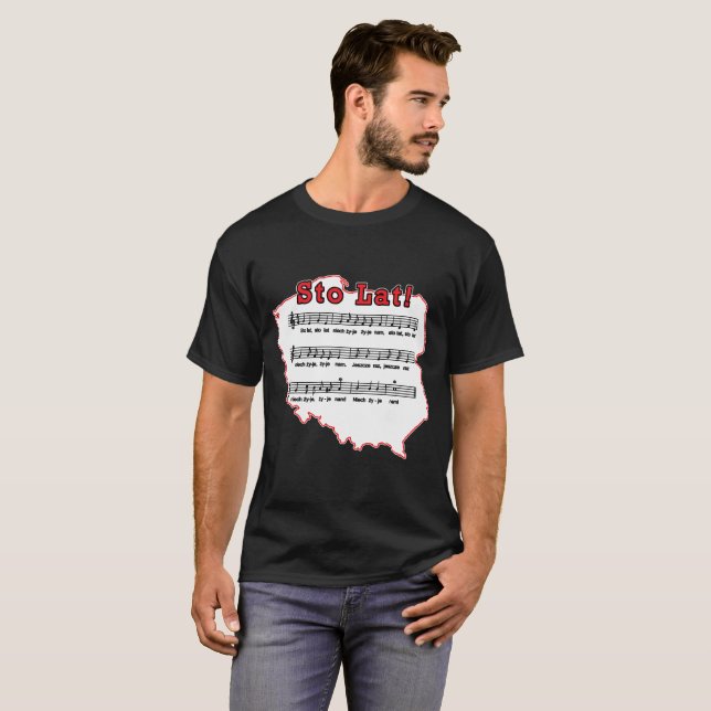 T-shirt Sto Lat ! Carte de la chanson polonaise (Devant entier)