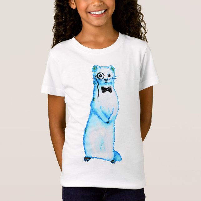 T-Shirt Stoat blanc Ermine Cute Ferret Lover Art (Devant)