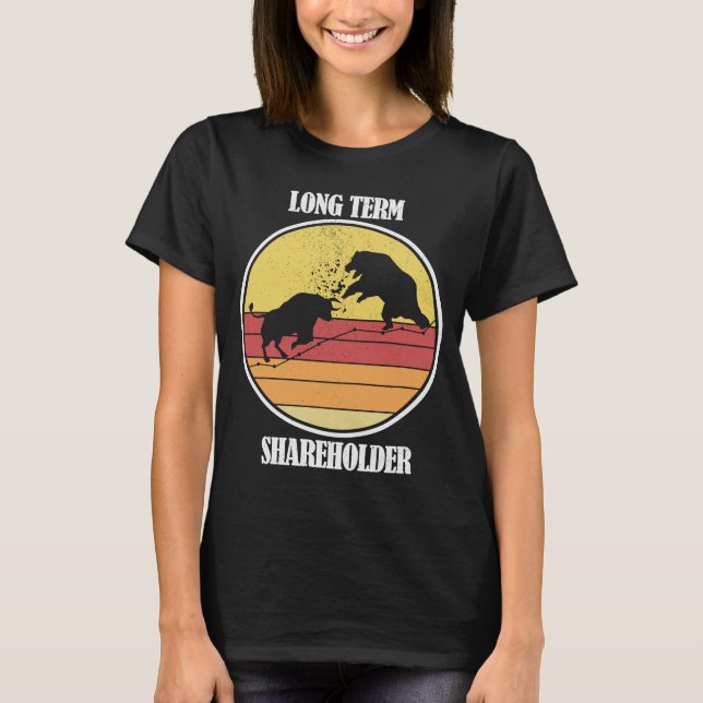 T-shirt Stock Investir Bull contre Ours Actionnaire à long (Devant)