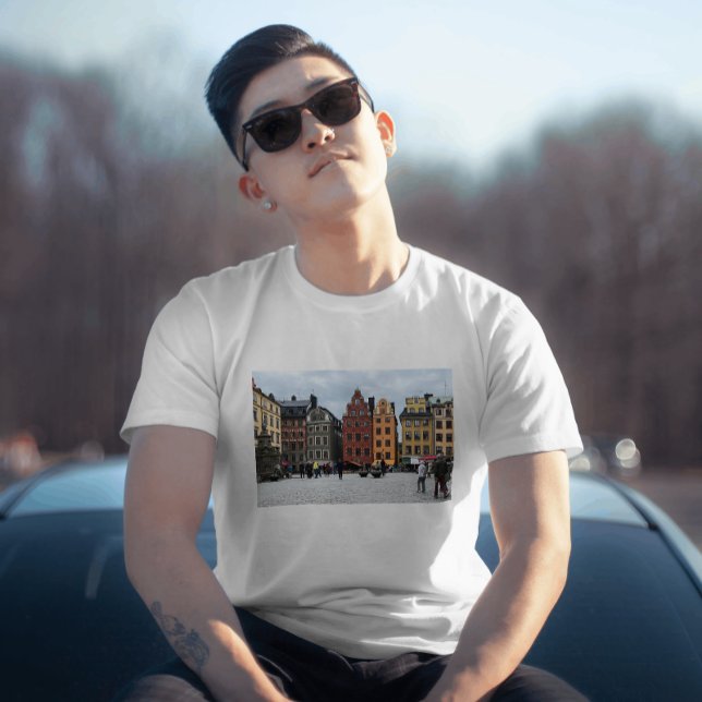 T-shirt Stockholm Suède Vieille Ville Europe (A tshirt with a beautiful photograph of Stockholm Sweden's Gamla Stan by Valerie's Gallery)