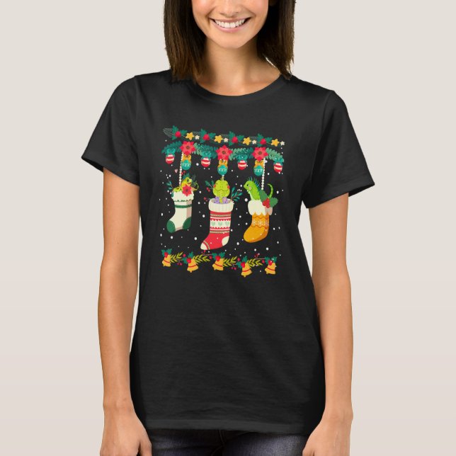 T-shirt Stocks de Noël Iguana X Mas Lumières Pyjama Matchi (Devant)