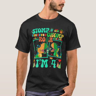 T-shirt Stomp Chomp Roar I m 4 Guitare Dinosaur Kid 4th Bi